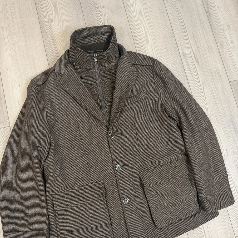 JoS A Bank Reserve Jacket Overcoat 2 in 1 Xtra XL Wool Blend Removable Lining‎